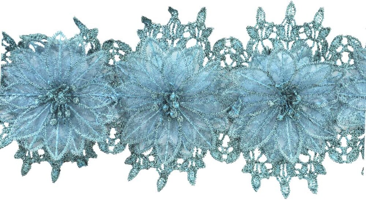 Belagio Venice Lace, 5" Wide, Dimensional Flower Design, 15-Yard Bolt, Teal